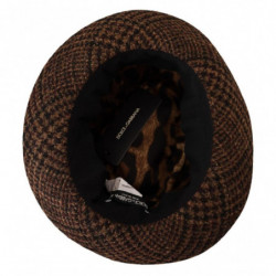 Cappello Fedora Trilby in lana tweed marrone con logo - 57 CM-S