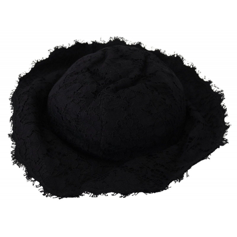 Cappello a tesa larga in cotone nero - 57 CM-S