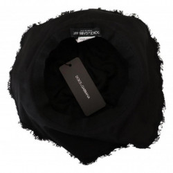 Cappello a tesa larga in cotone nero - 57 CM-S