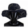 Cappello floscio a tesa larga in pizzo floreale blu - 57 CM-S
