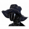Cappello floscio a tesa larga in pizzo floreale blu - 57 CM-S