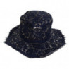 Cappello floscio a tesa larga in pizzo floreale blu - 57 CM-S