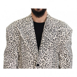 Blazer cappotto monopetto leopardato bianco - IT50 - L