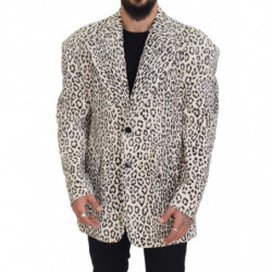 Blazer cappotto monopetto leopardato bianco - IT50 - L