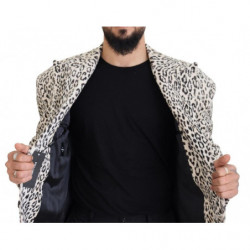 Blazer cappotto monopetto leopardato bianco - IT50 - L