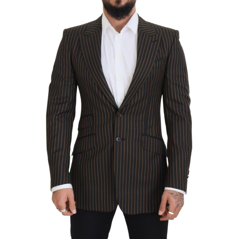 Blazer monopetto a righe marroni nere - IT48 - M