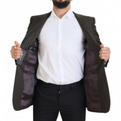 Blazer monopetto a righe marroni nere - IT48 - M