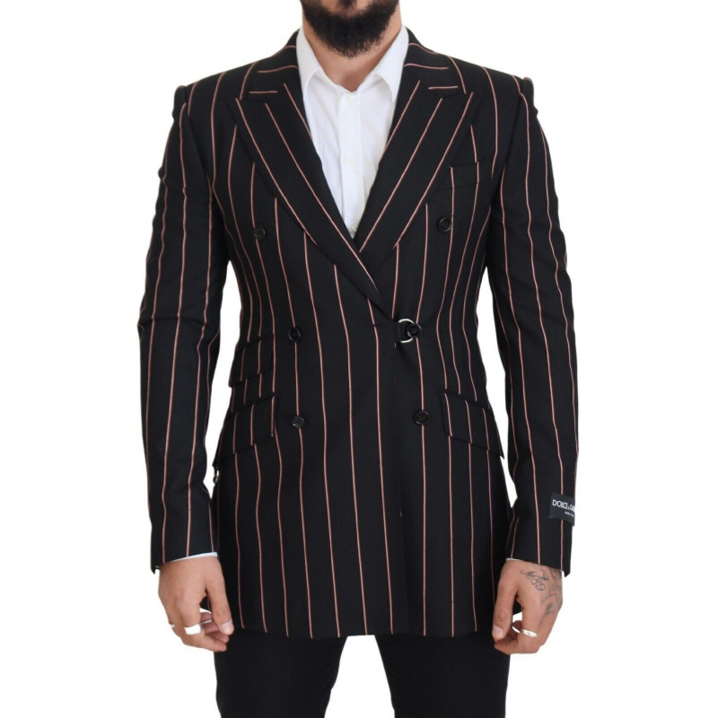 Blazer doppiopetto in viscosa a righe nere - 48 - M
