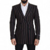 Blazer doppiopetto in viscosa a righe nere - 48 - M