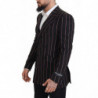 Blazer doppiopetto in viscosa a righe nere - 48 - M