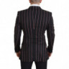 Blazer doppiopetto in viscosa a righe nere - 48 - M