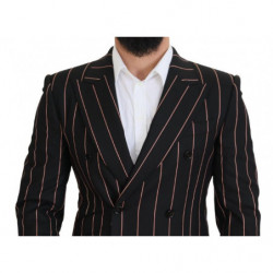 Blazer doppiopetto in viscosa a righe nere - 48 - M