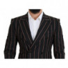 Blazer doppiopetto in viscosa a righe nere - 48 - M