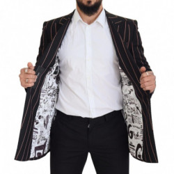 Blazer doppiopetto in viscosa a righe nere - 48 - M