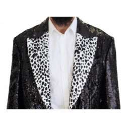 Blazer in nylon con motivo mucca con paillettes nero - IT48 - M