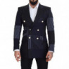 Blazer doppiopetto patchwork di lana blu - IT46 - S