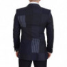 Blazer doppiopetto patchwork di lana blu - IT46 - S