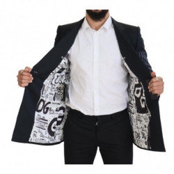 Blazer doppiopetto patchwork di lana blu - IT46 - S