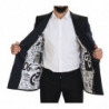 Blazer doppiopetto patchwork di lana blu - IT46 - S