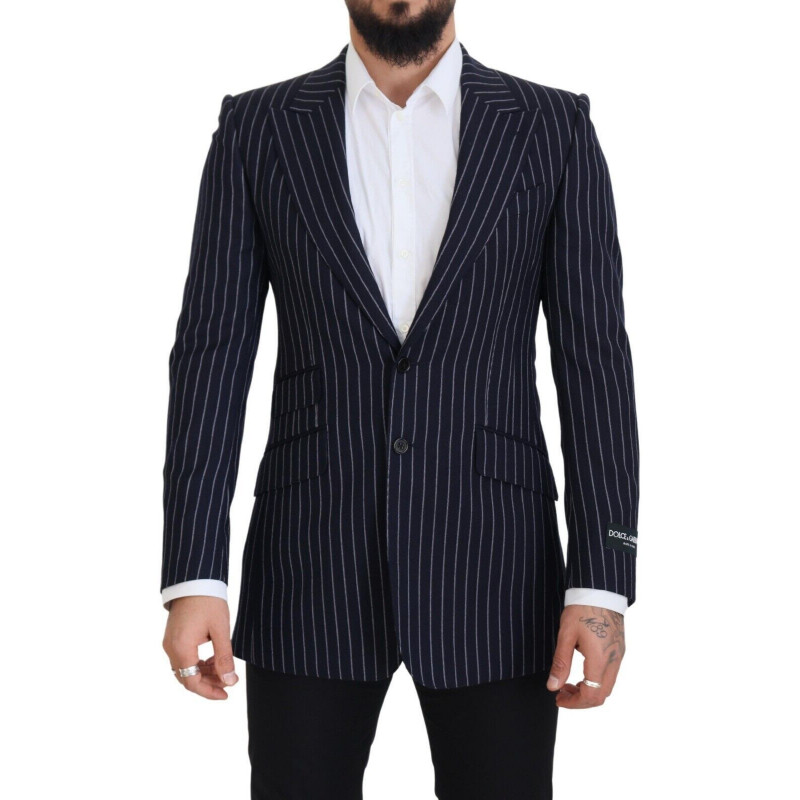 Blazer monopetto in lana a righe blu scuro - IT48 - M