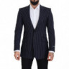 Blazer monopetto in lana a righe blu scuro - IT48 - M