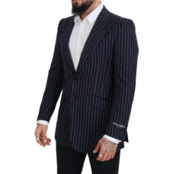 Blazer monopetto in lana a righe blu scuro - IT48 - M