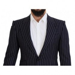 Blazer monopetto in lana a righe blu scuro - IT48 - M