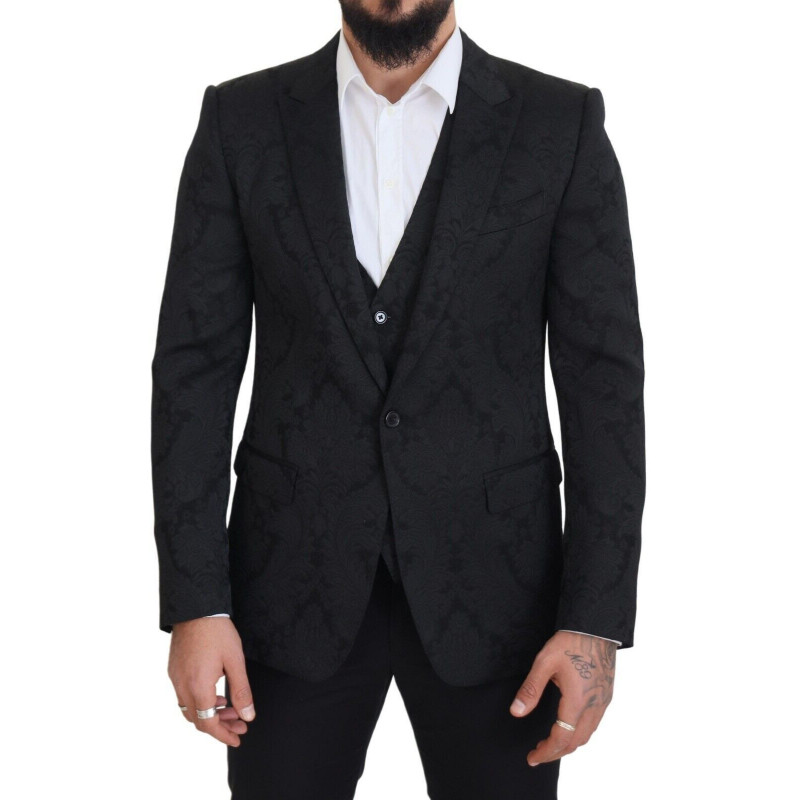 Abito MARTINI 2 pezzi in broccato floreale nero - IT50 - L