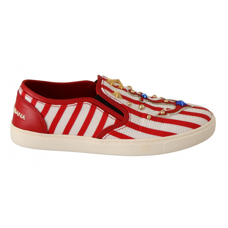 Mocassini con borchie con ancoraggio bianco rosso - EU38/US7.5