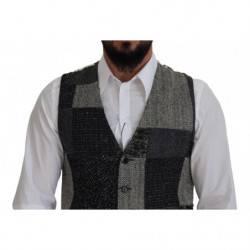 Gilet corto in lana patchwork multicolor - 48 - M