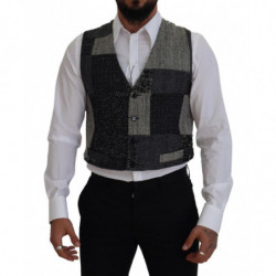 Gilet corto in lana patchwork multicolor - 48 - M