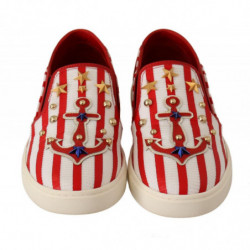 Mocassini con borchie con ancoraggio bianco rosso - EU38/US7.5