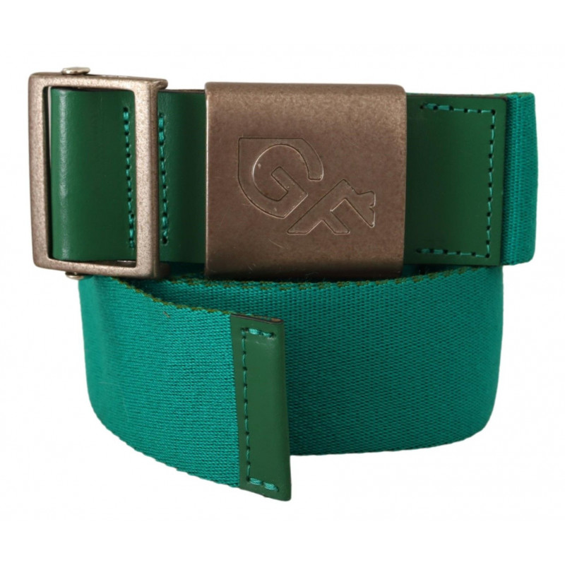 Cintura vita fibbia metallo logo argento cotone verde - 100 CM / 40