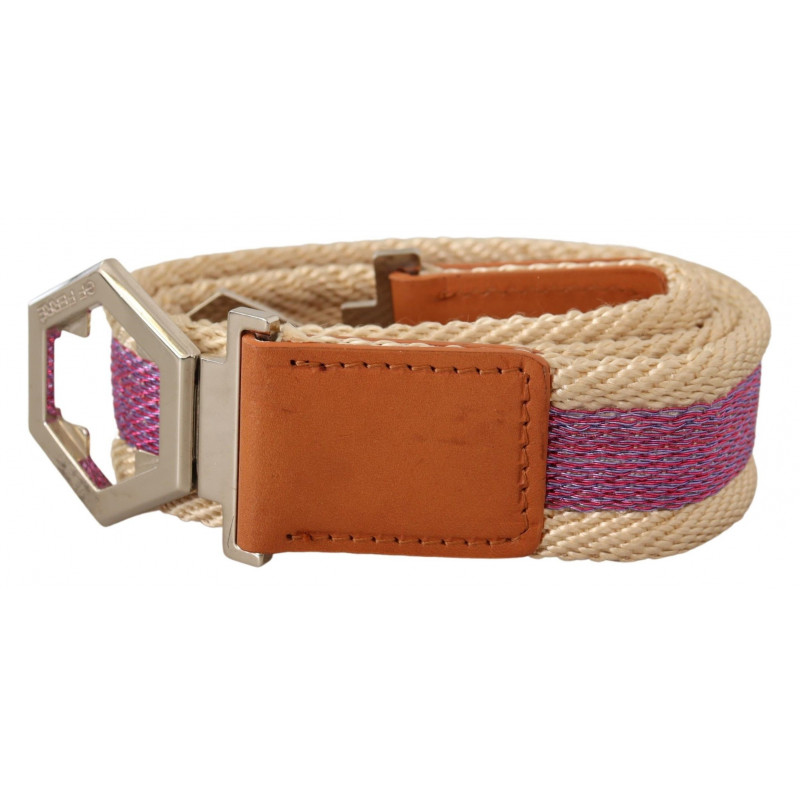 Cintura fibbia logo esagonale argento pelle multicolore - 85 CM / 3