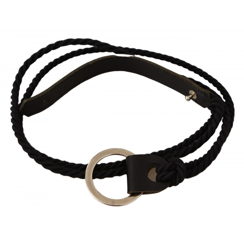 Cintura fibbia metallo cinturino sottile pelle nera da donna - 85 C
