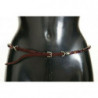 Cintura in pelle marrone con catena di cristalli viola - IT44 - M