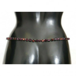 Cintura in pelle marrone con catena di cristalli viola - IT44 - M