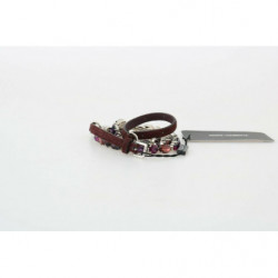 Cintura in pelle marrone con catena di cristalli viola - IT44 - M