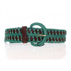 Cintura larga in pelle intrecciata in rafia verde - 65 CM / 26 INCHES