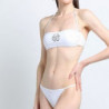 Bikini a fascia bianco con logo in cristalli - S - 40
