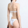 Bikini a fascia bianco con logo in cristalli - S - 40
