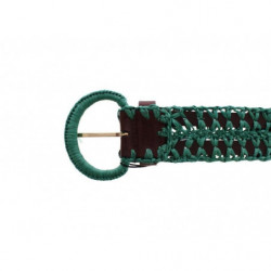 Cintura larga in pelle intrecciata in rafia verde - 65 CM / 26 INCHES