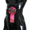 Cintura in cotone con cristalli con spilla a fiore rosa nero - IT40-S