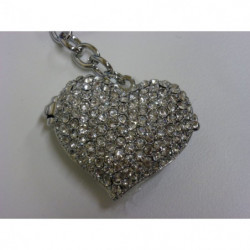 Portachiavi a forma di cuore con strass - Con specchio interno