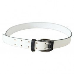 Cintura vita fibbia argentata vera pelle bianca - 90 CM / 36 INCHES