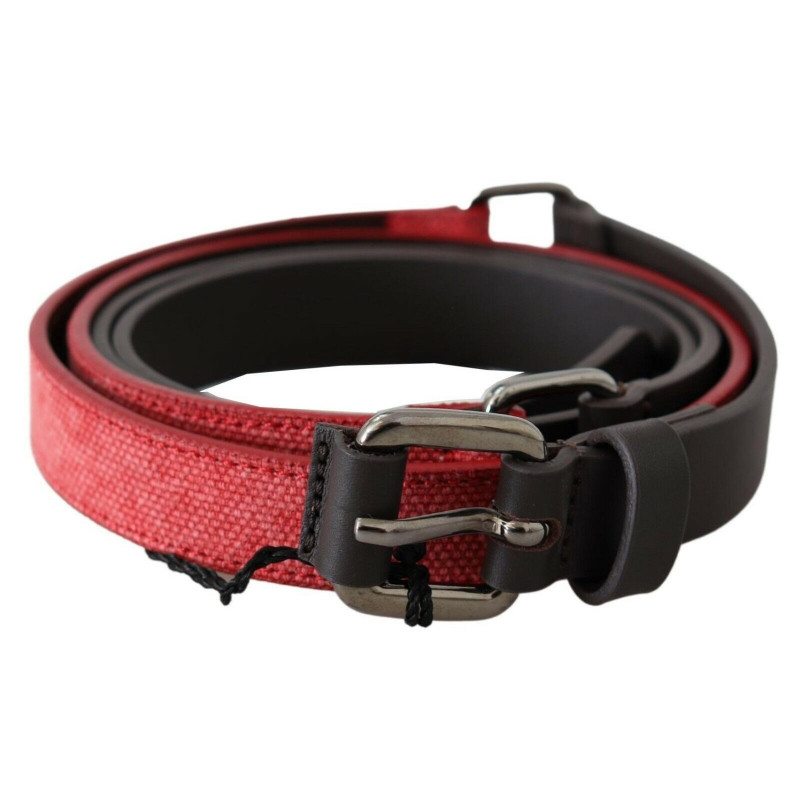 Cintura vita fibbia logo argento pelle marrone rosso - 85 CM / 34 I