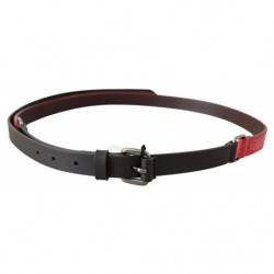 Cintura vita fibbia logo argento pelle marrone rosso - 85 CM / 34 I