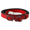 Cintura fibbia logo reversibile pelle rossa nera - 85 CM / 34 INCHES