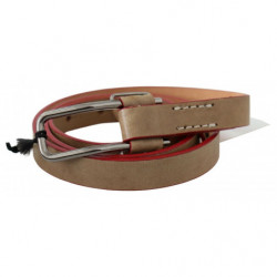 Cintura in pelle beige con...