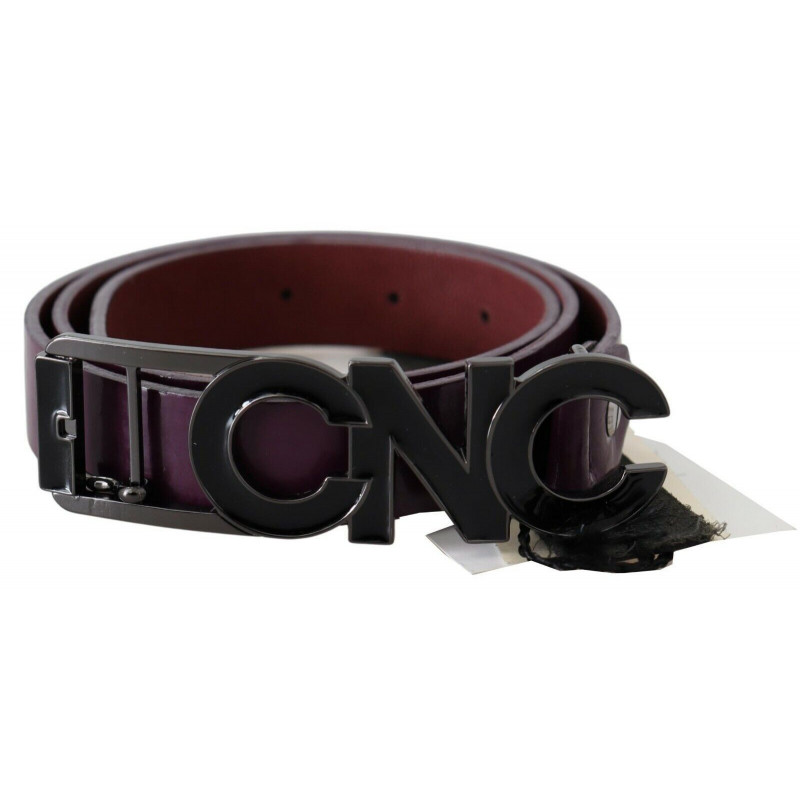 Cintura fibbia lettera grande logo pelle marrone - 85 CM / 34 INCHES